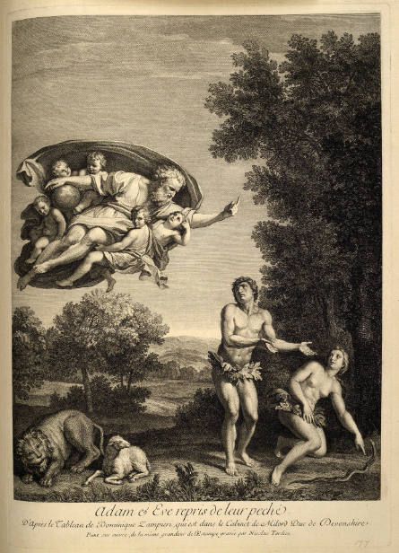 Expulsion from Paradise of Adam and Eve, after Domenichino, plate 177 from the Recueil d’estampes d’après les plus beaux tableaux et d’après les plus beaux dessins qui sont en France [Collection of Prints after the Most Beautiful Paintings and Drawings in