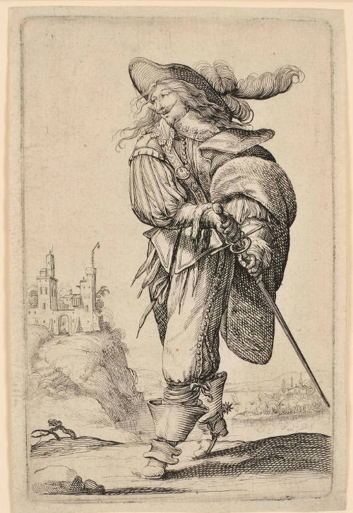 Gentleman Drawing his Sword, from Le Jardin de la noblesse françoise [The Garden of the French Nobility], after Jean de Saint-Igny