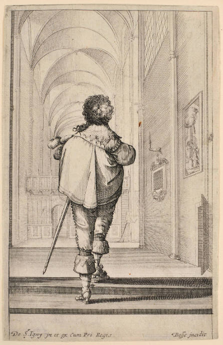 A Gentleman Seen from Behind, Ascending a Few Steps, from La Noblesse française à l'église [The French Nobility at Church], after Jean de Saint-Igny