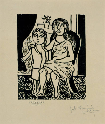 Hermanas [Sisters], from a portfolio of woodcuts