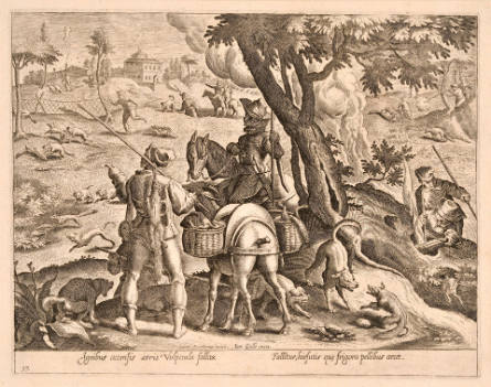 Fox Hunt, plate 17 from Hunts and Animal Scenes, after Jan van der Straet, called Stradanus