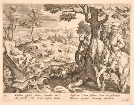 The King of England Hunting for Rabbits, plate 35 from Hunts and Animal Scenes, after Jan van der Straet, called Stradanus