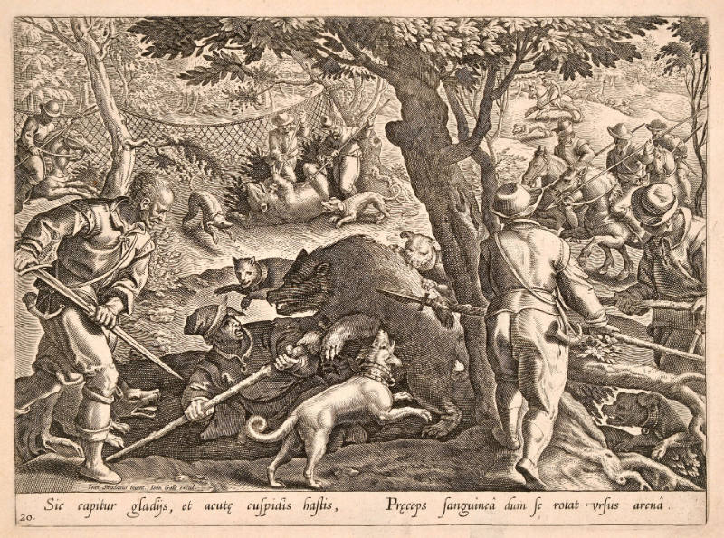 Bear Hunt with Nets, from Hunts and Animal Scenes, after Jan van der Straet, called Stradanus