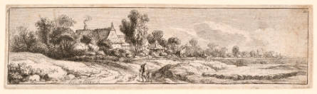An Old Man with a Youth and a Dog Returning Home to the Village, plate 9 from Suite of 18 Landscapes, Drawn at Lagny sur Marne, near Meaux in Brie