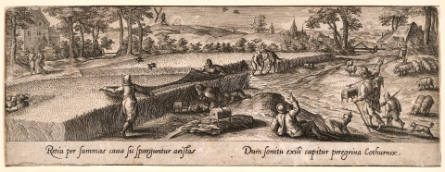 Plate from Venationes, Piscatonis, et Aucupii Typi [Hunts of Wild Animals, Fish, and Birds], after Hans Bol