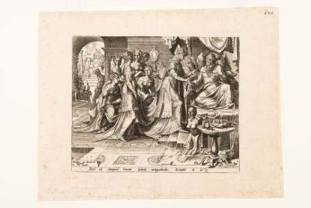 Jezebel Promising Ahab the Vineyard of Naboth, plate 1 from The Story of Ahab, Jezebel and Naboth, after Maarten van Heemskerck