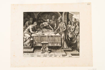 Jezebel Sealing the Forged Letters, plate 2 from The Story of Ahab, Jezebel and Naboth, after Maarten van Heemskerck