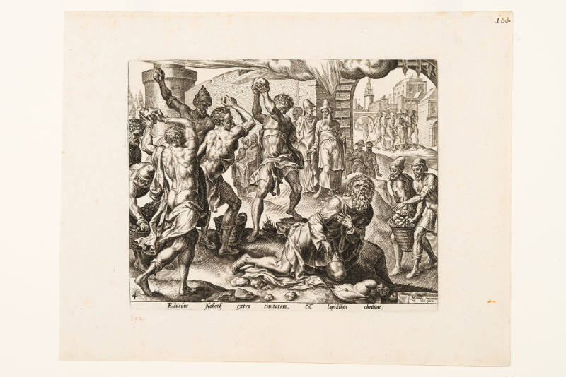 The Stoning of Naboth, plate 4 from The Story of Ahab, Jezebel and Naboth, after Maarten van Heemskerck