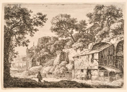 A Man Wearing a Cloak, and his Dog, from the Set of Six Small Landscapes