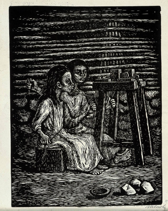 Niñas tejedoras [The Weavers], no. 14 from 25 Prints of Leopoldo Méndez