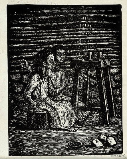 Niñas tejedoras [The Weavers], no. 14 from 25 Prints of Leopoldo Méndez
