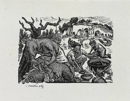 Preparando el festín en Animaletania [Preparing the Feast in Animal-Land], no. 9 from Méndez: 25 Prints