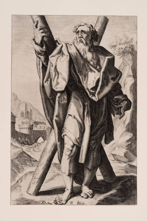 Andrew, plate 2, from Christ, The Twelve Apostles and St. Paul with the Creed, after Karel van Mander