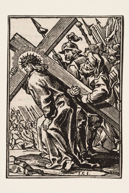 St. Simon of Cyrene Helping Christ to Carry the Cross, after Anthonis Sallaert, plate 31 from Perpetua Crux sive Passio Jesu Christi