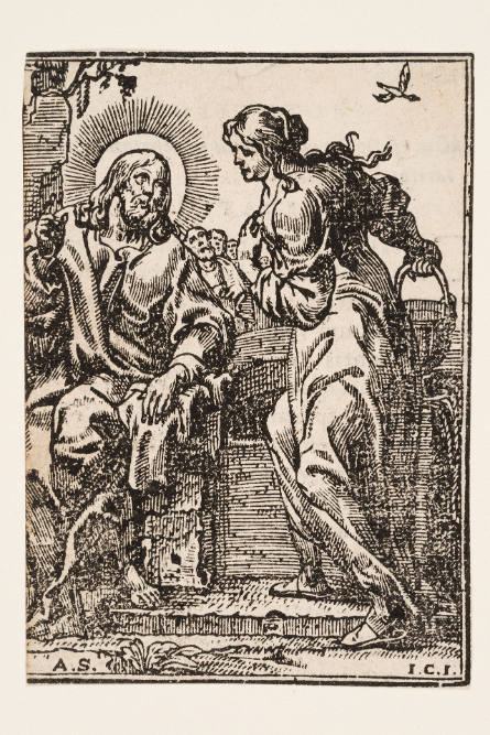 Christ and the Woman from Samaria, after Anthonis Sallaert, palte 11 from Perpetua Crux sive Passio Jesu Christi