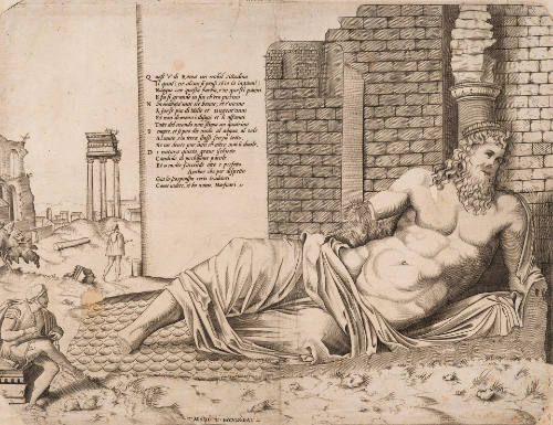 A Man Drawing in Front of 'Marforio,' from the Speculum Romanae magnificentiae [Mirror of Roman Magnificence]