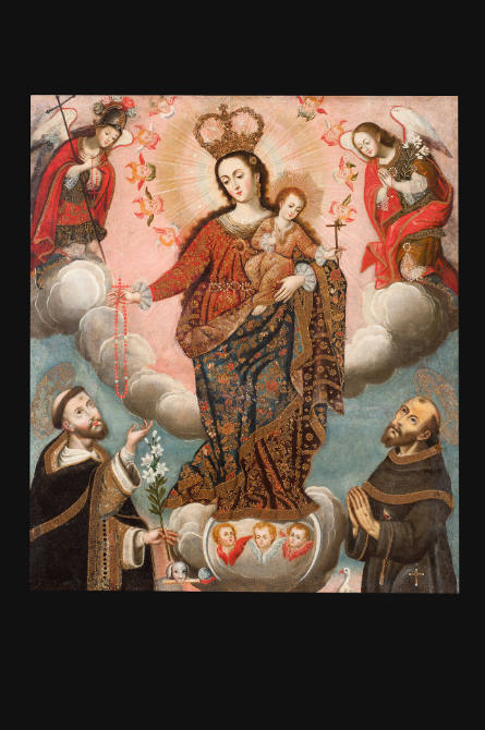 Nuestra Señora del Rosario con Santo Domingo y San Francisco [Our Lady of the Rosary with St. Dominic and St. Francis]