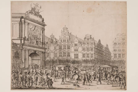 Arrival of Procession Along the Nieuwendijk on the Dam, after Nicolaes Cornelisz. Moyaert, plate 2 from Festivals and Ceremonies Given to Maria de Medici by the City of Amsterdam