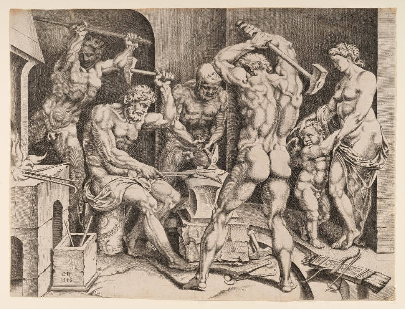 Venus and Cupid in Vulcan's Forge, after Maarten van Heemskerck