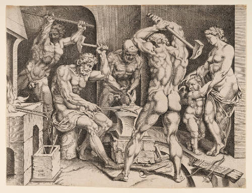 Venus and Cupid in Vulcan's Forge, after Maarten van Heemskerck